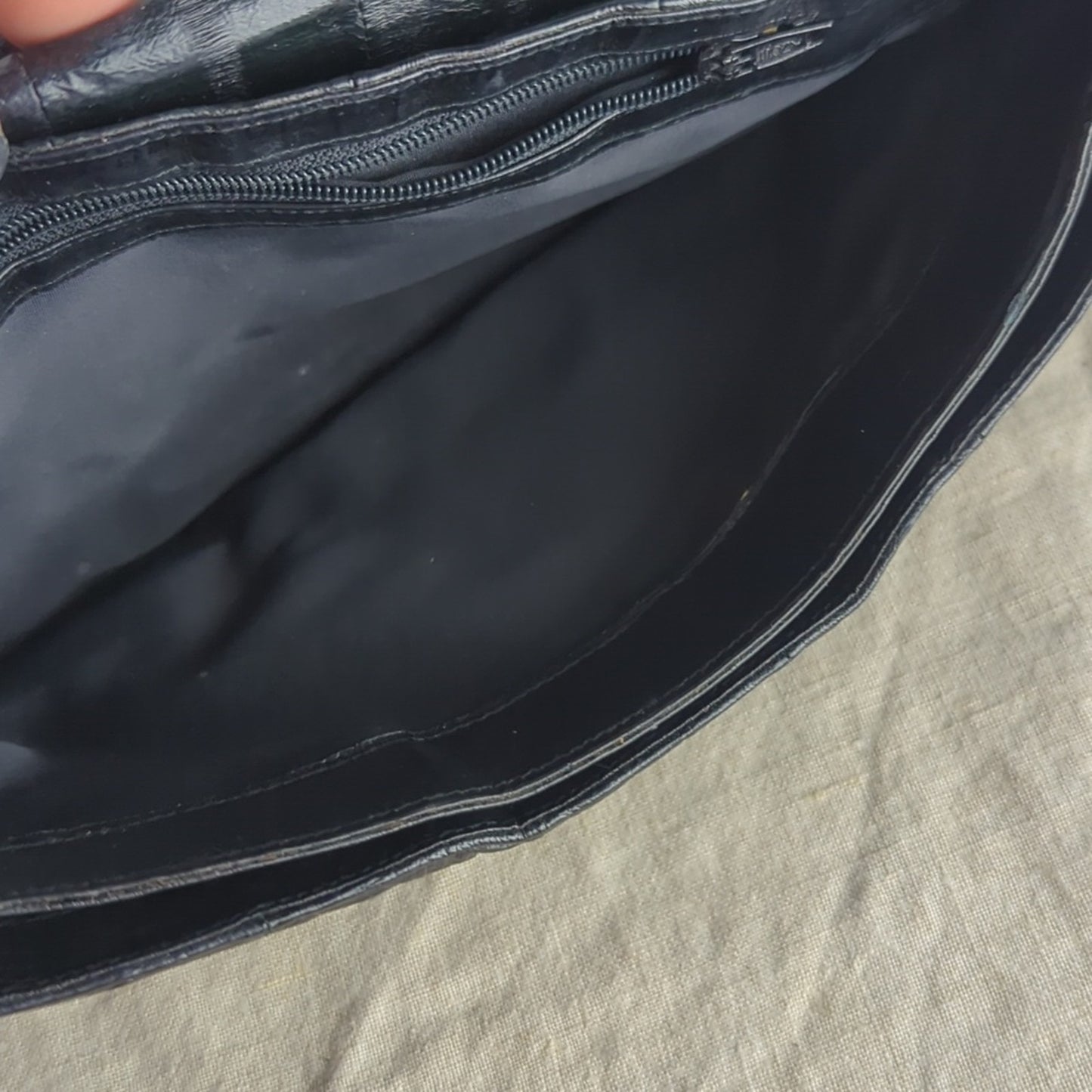 Vintage Black-ish Navy Skin Clutch Wallet | 80s Exotic Leather Evening Bag