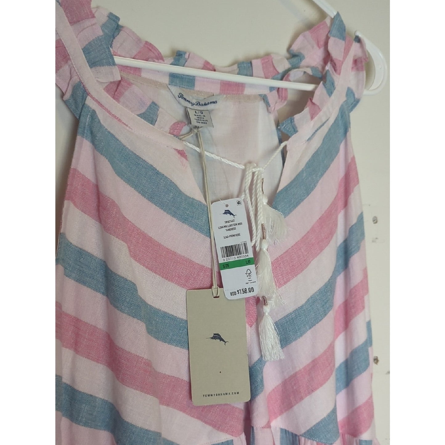NWT Lena Mallory Midi/Maxi Linen Sundress Striped Women's Large