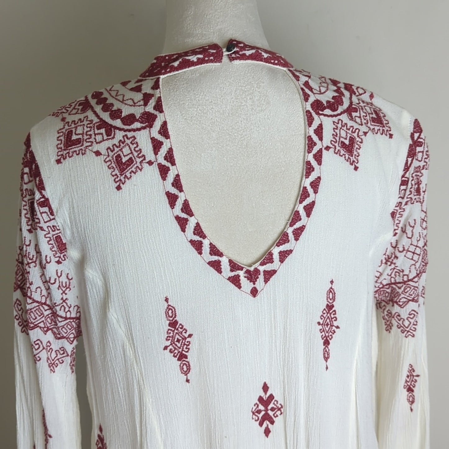Free People Embroidered Boho Gauzy Knit Dress Women's Size Small