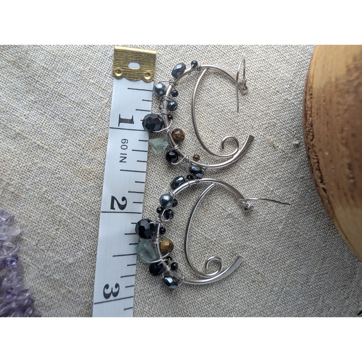 Whimsical Sterling Silver & Gemstone Hoop Earings One of a Kind Gifts for Her