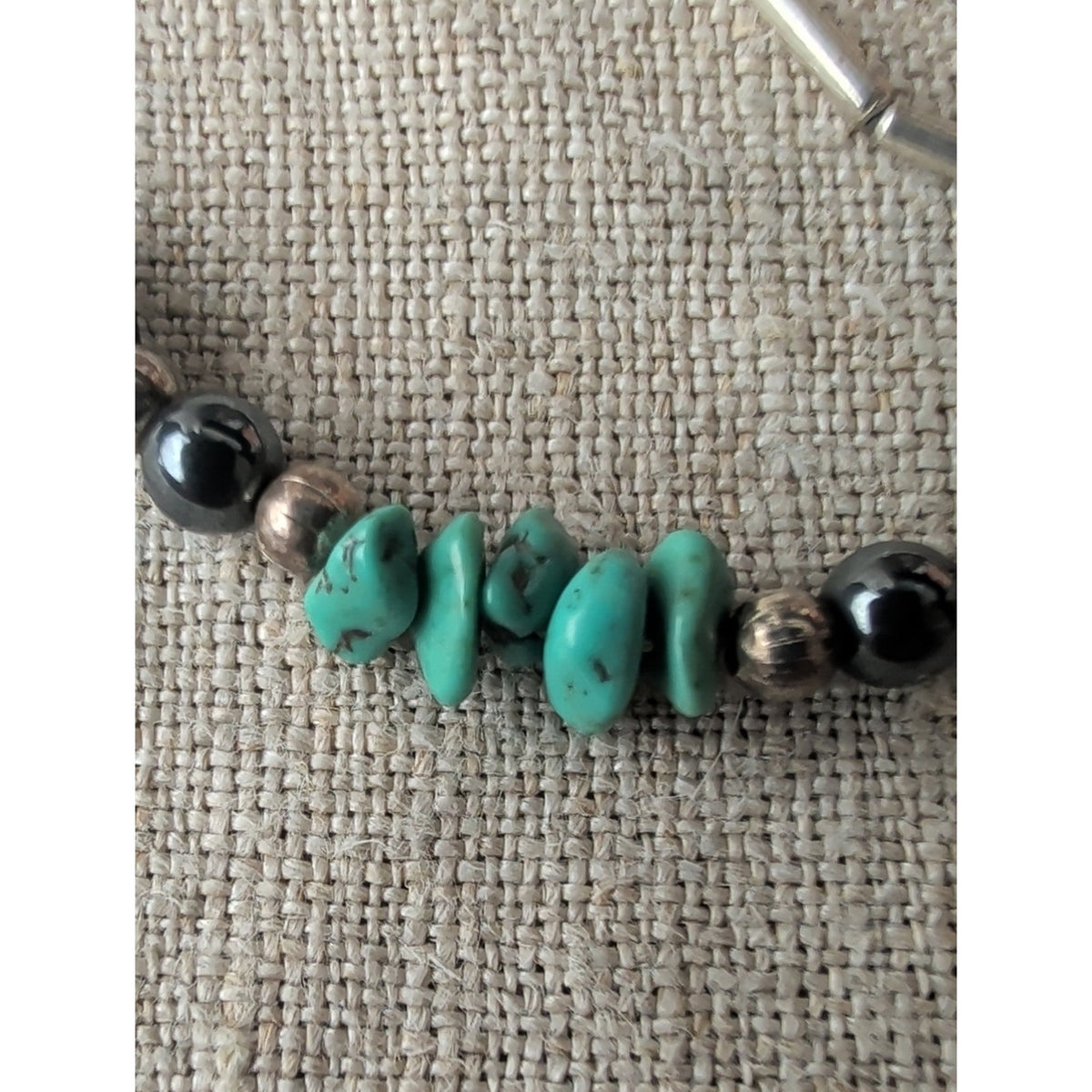Sterling Silver Turquoise Hematite Bracelet Set Southwestern Stack Natural Stone
