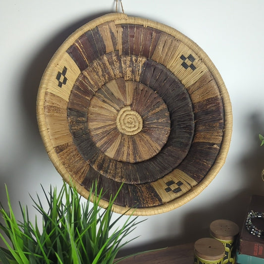 Vintage Hand Coiled Southwestern Native American Style Basket Table/ Wall Decor