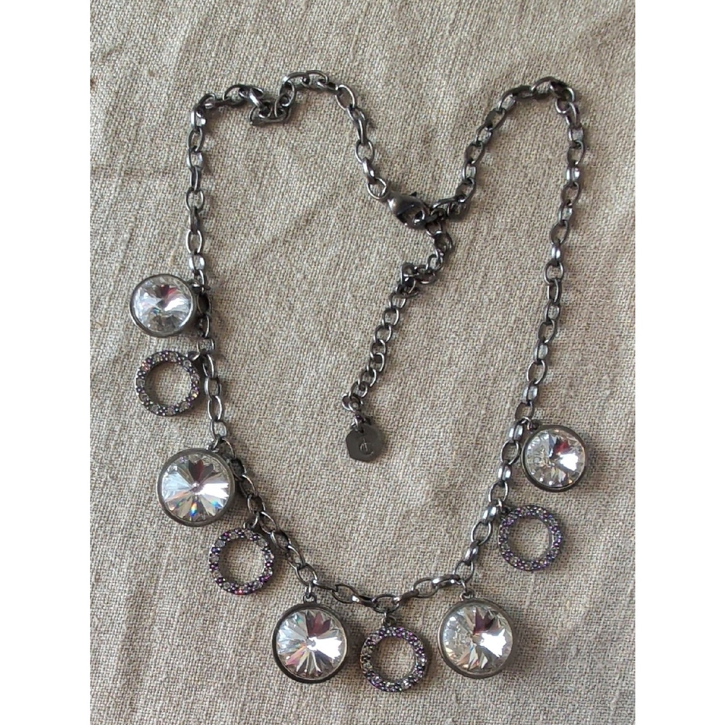 Touchstone Crystal by Swarovski Statement Necklace Faceted Crystal Pavé Charms