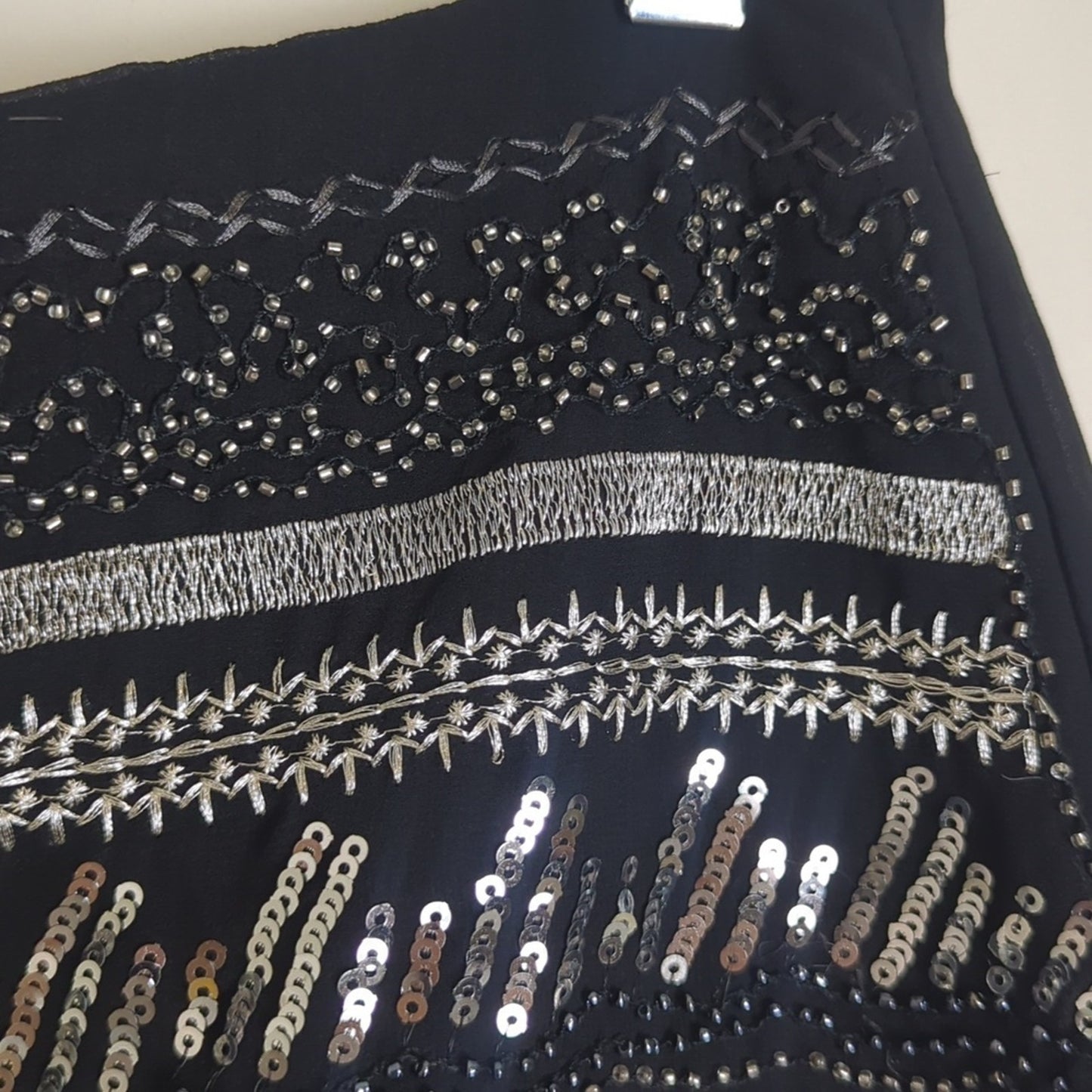 Festival Beaded Sequenced Embroidered Mini Skirt Women's Size 10