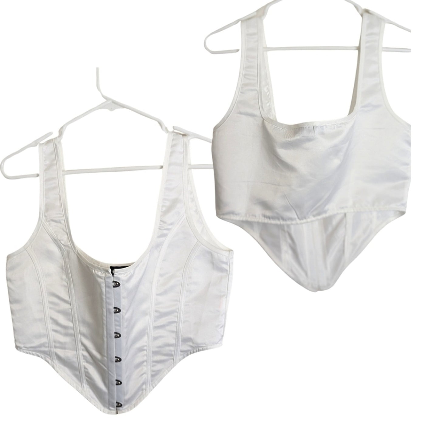 Pretty Little Thing White Corset Top Metal Clasp Closure Women's Size 10