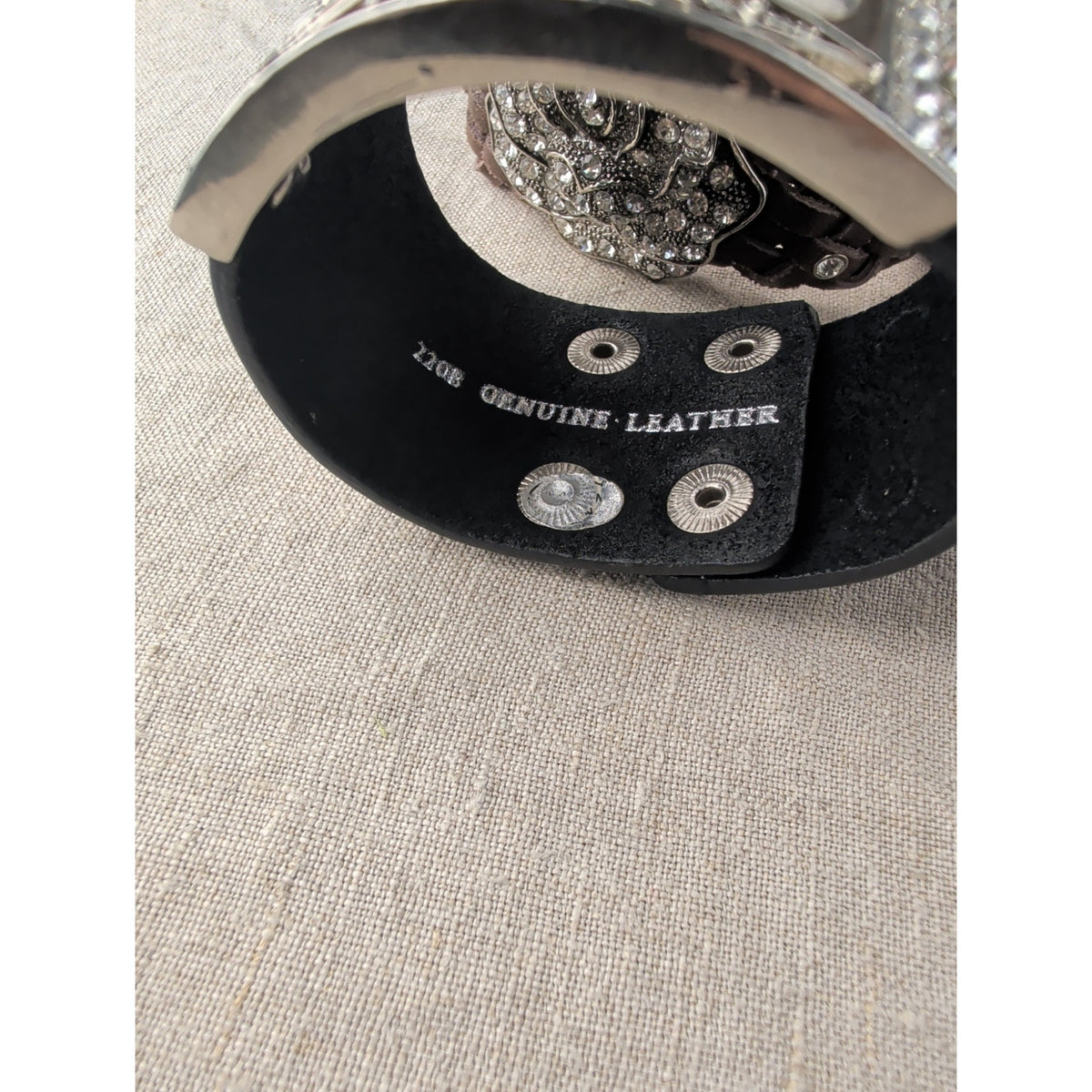 Coastal Cowgirl Genuine Leather Snap Rhinestone Bracelet Black & Brown Layering
