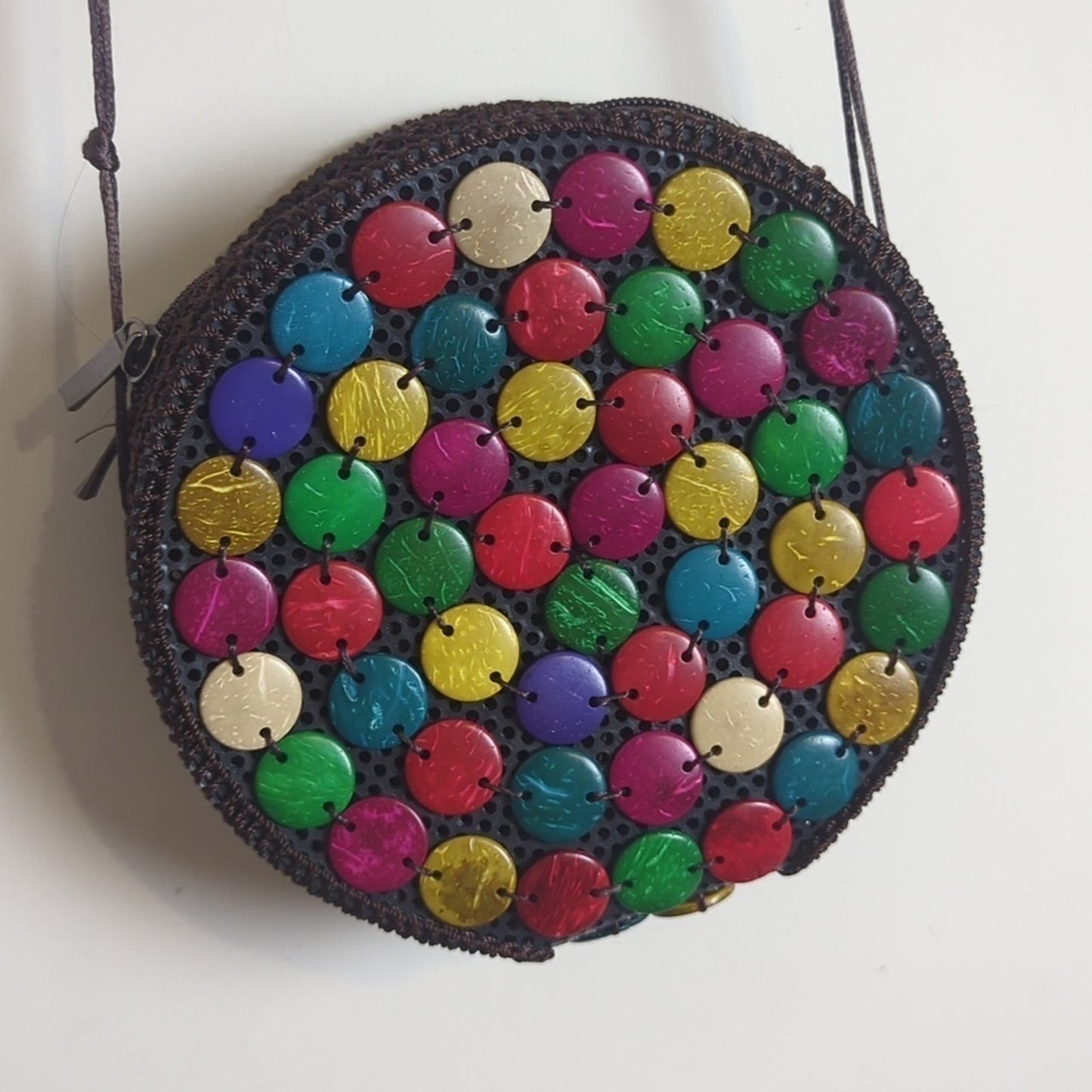 Women's Boho Round Coin Beaded Colorful Crossbody Bag