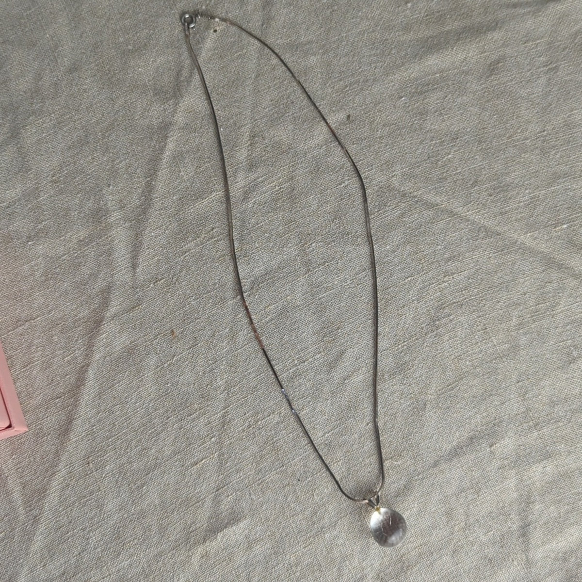 Clear Quartz Orb Necklace 925 Italy Sterling Silver Snake Chain Minimalist