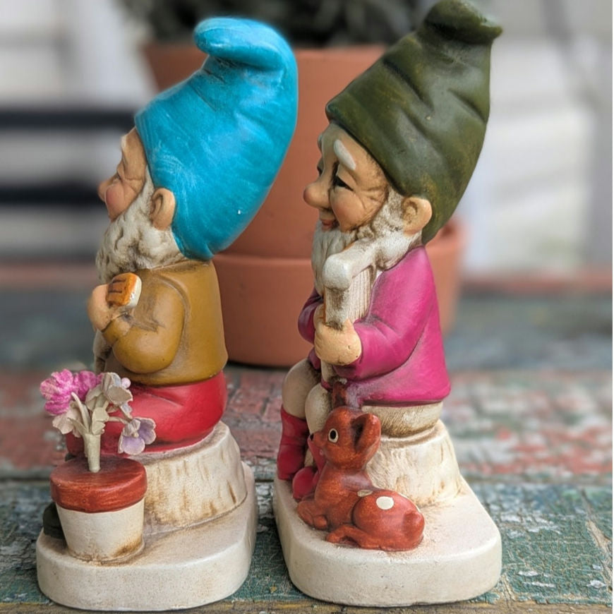 VTG 1970's Happy Musician Gnomes Cottage Fairy Whimsical Figures