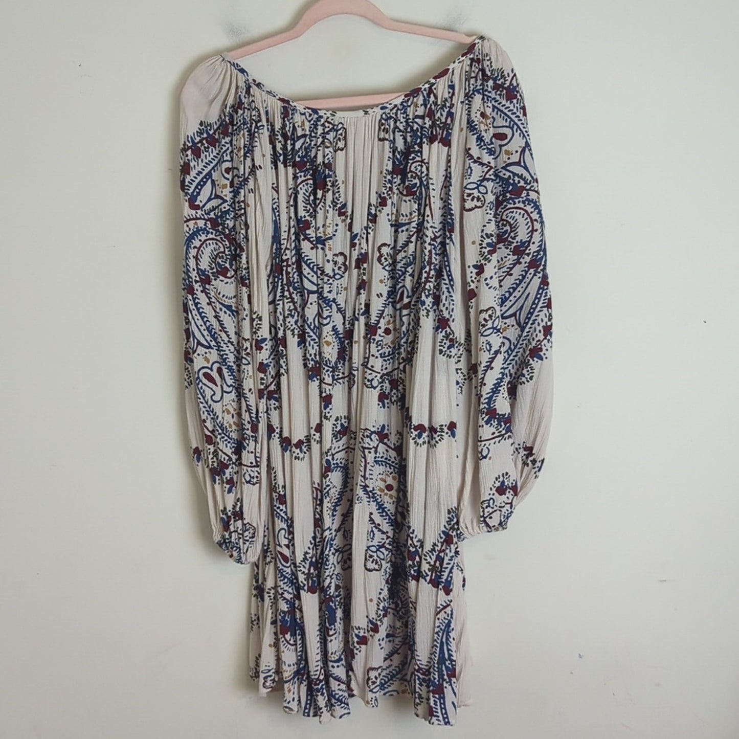 Free People Dress Women’s Size Large Ivory paisley combo Boho Tunic Women Small