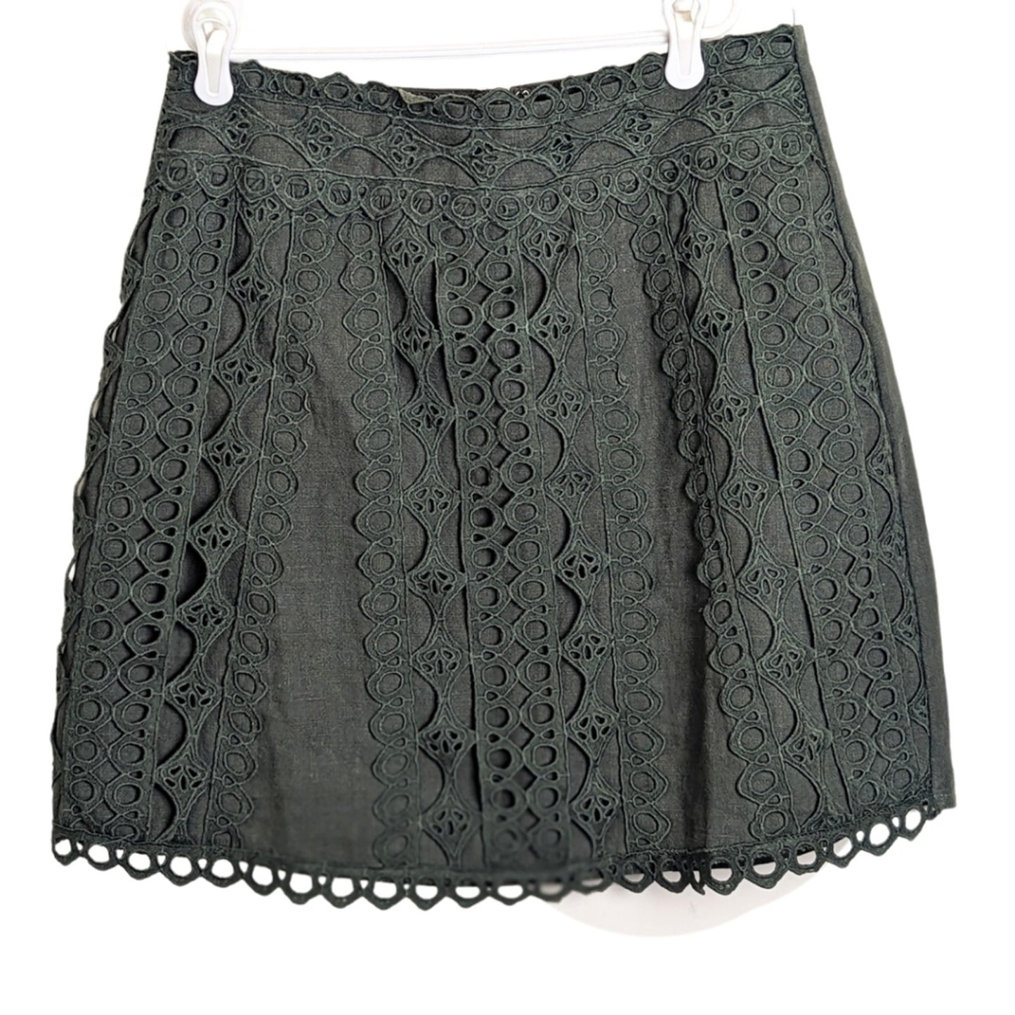 Dinah Crochet Overlay Skirt Khaki Green Women's Size 10
