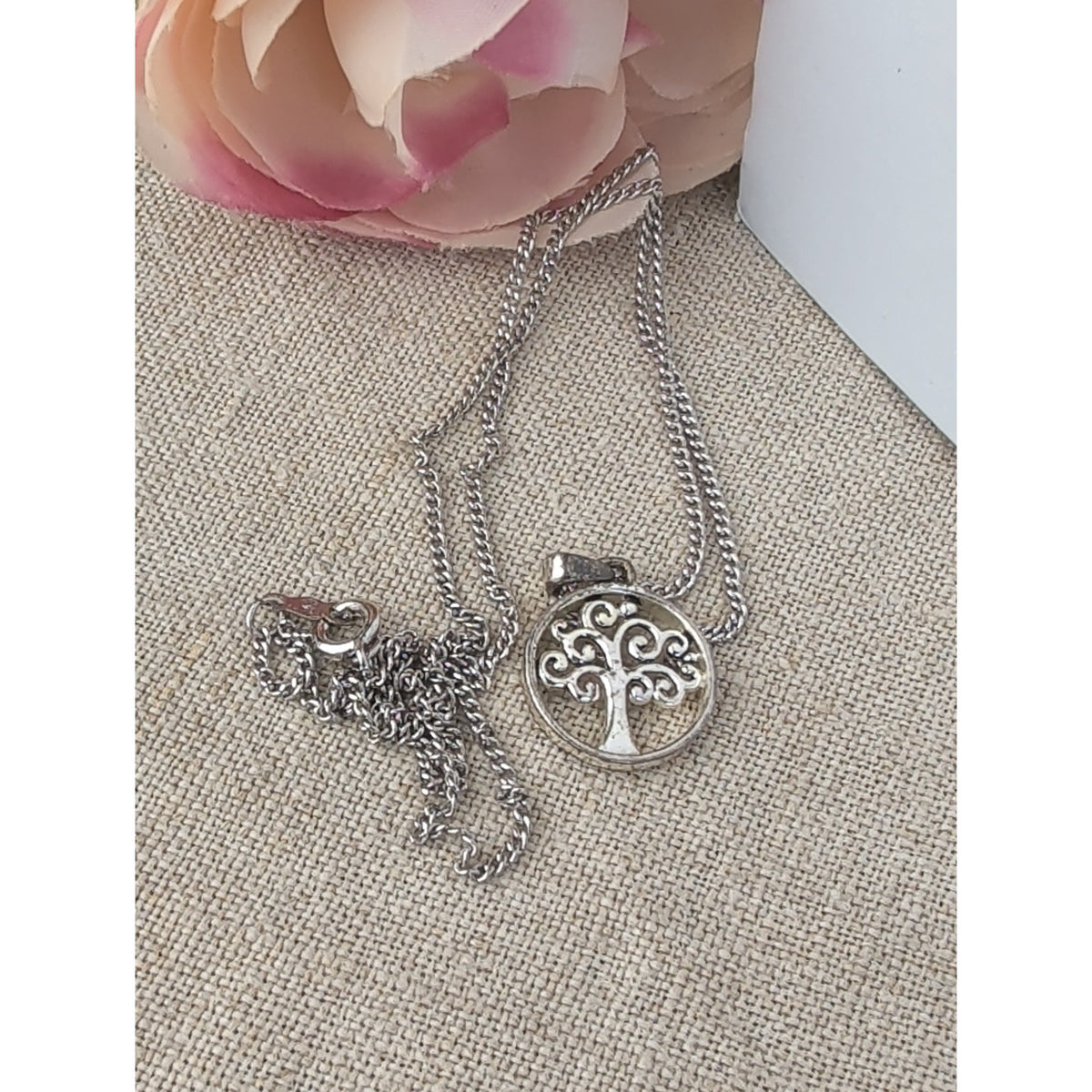 Vintage Marathon Co. Sterling Silver Chain with 925 IA Filigree Tree of Life Pendant, Estate Jewelry Necklace, Gift for Her