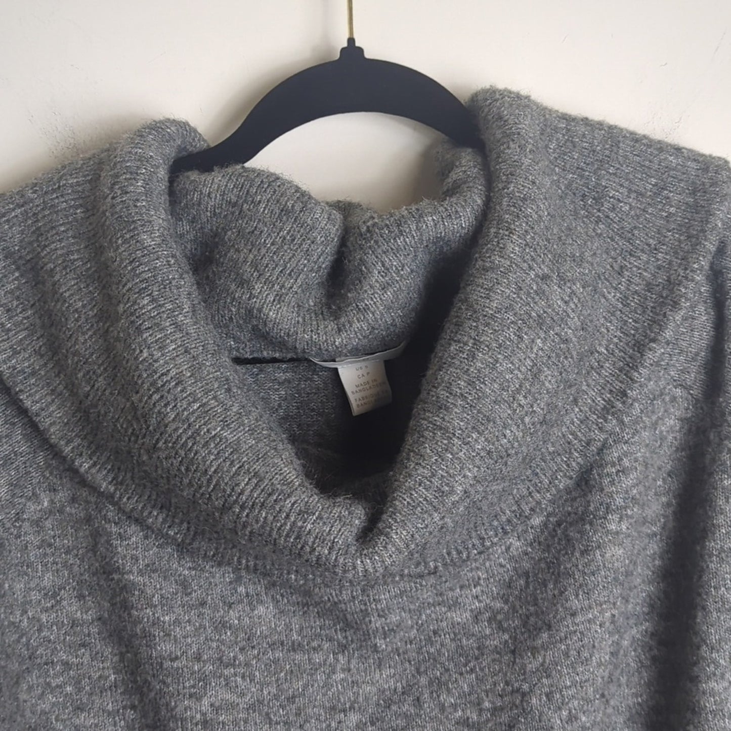 Minimalist Boxy Cowl Neck Sweater Wool Blend Women's Oversized Small