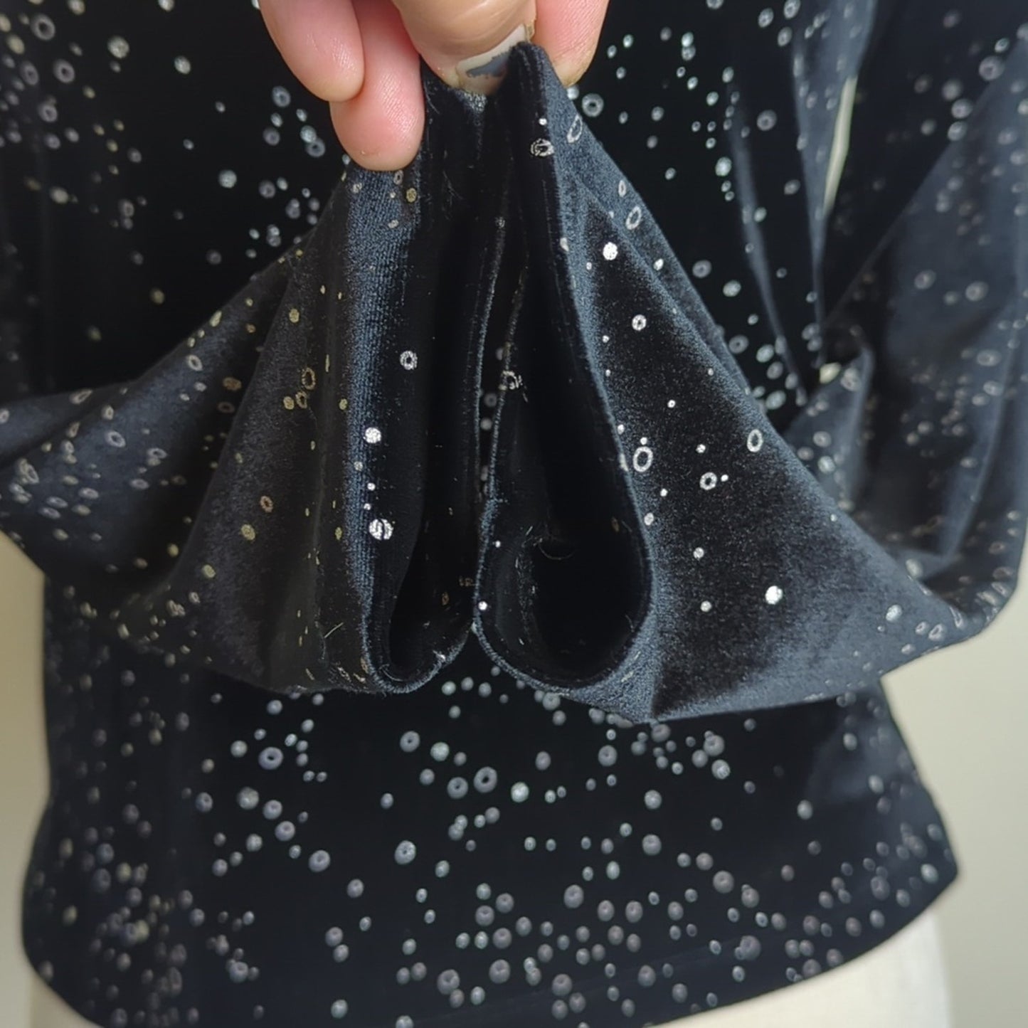 Vintage 90's / Y2K Black Velvet Top Silver Shimmer Women's MP