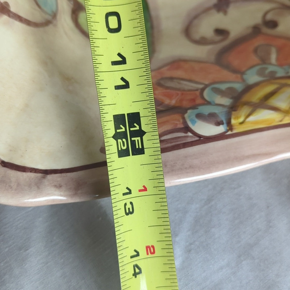 Vintage Hand Painted Italian Serving Bowl Centerpiece Italy Ceramic Tuscan
