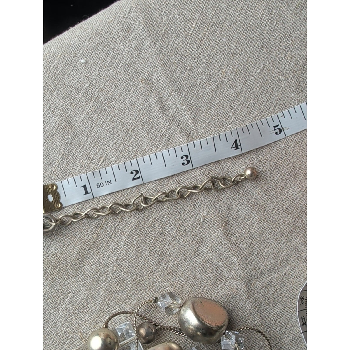 3 Strand Opera Necklace Silver Tone Clear Bead Chunky Art To Wear