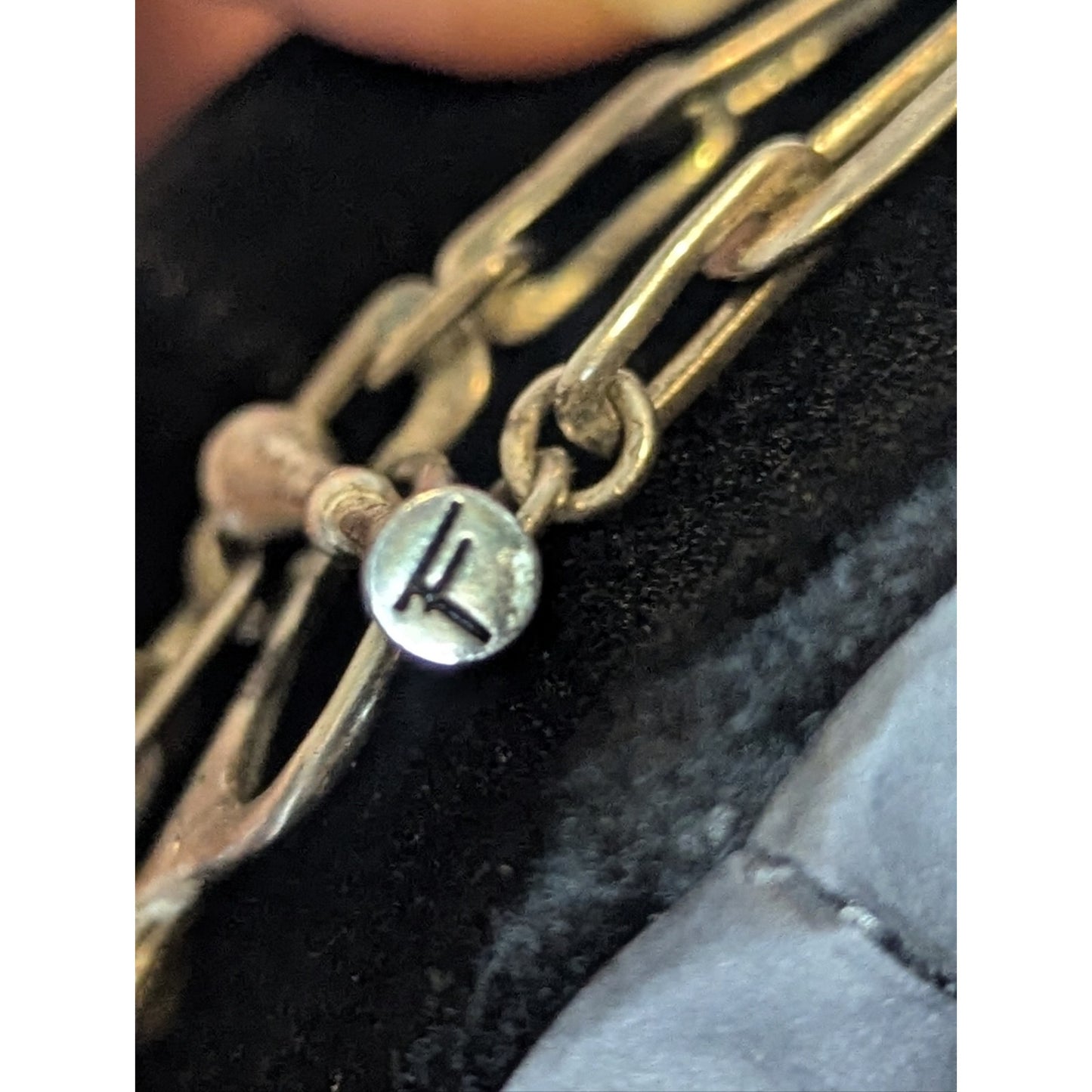 Fossil Chunky Toggle Chain Necklace Silver Tone  Heritage Link Statement