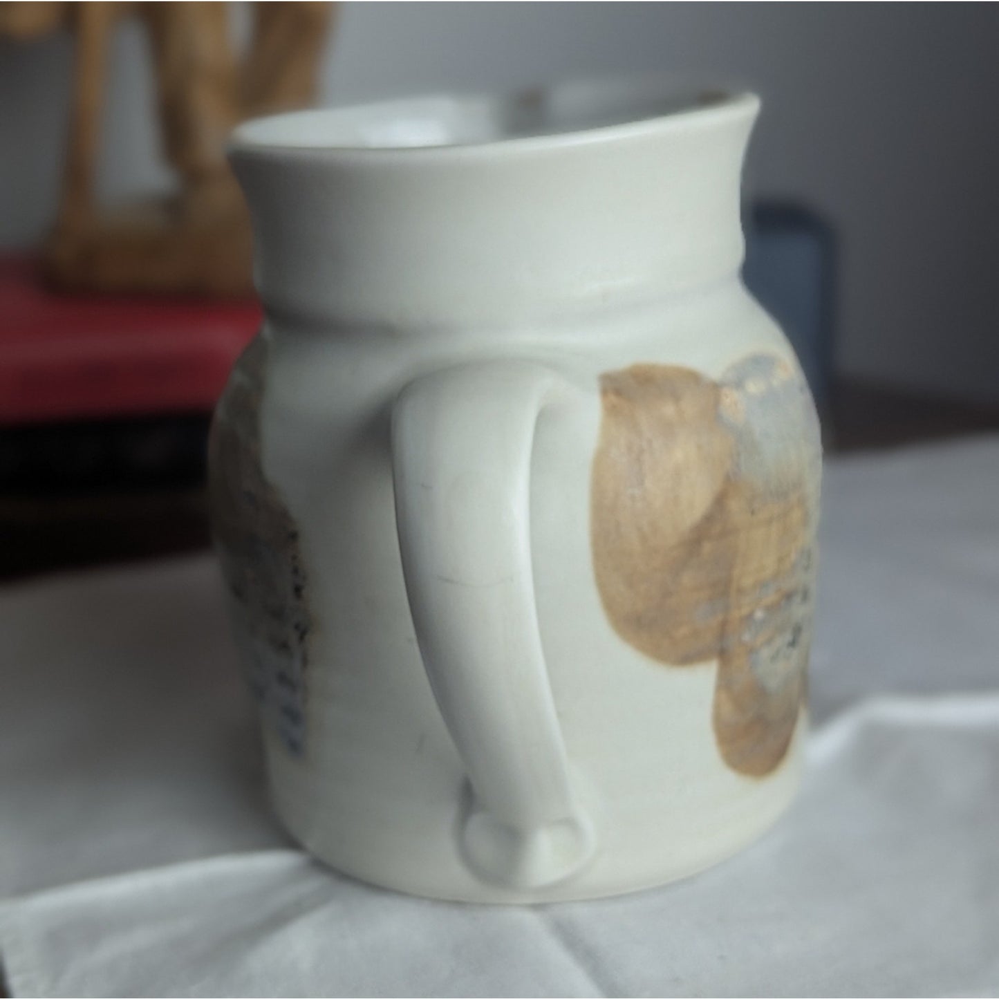 Stocky Handmade Artist Signed Pitcher Flowers Milk Shelf Styling Cottage