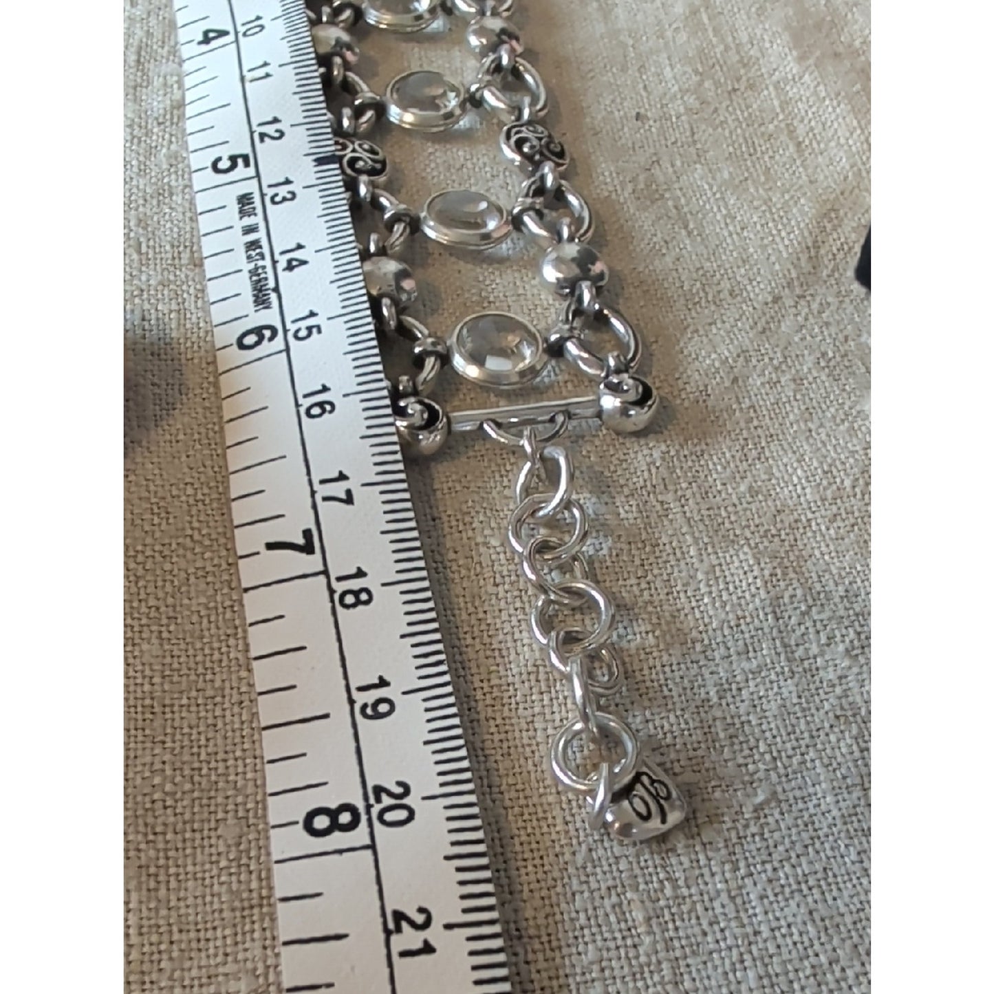 Brighton Silver Tone Station Bracelet Faceted Glass Crystal Artisan Link Jewelry
