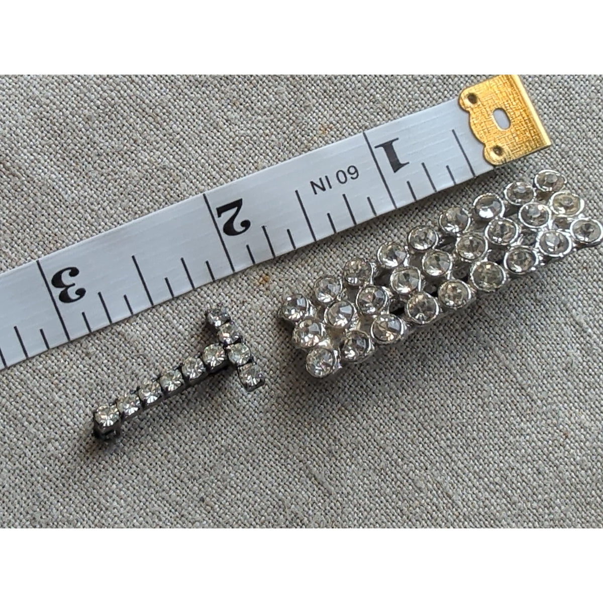 Vintage Rhinestone Brooch Set of 2 | Silver Tone Coquette Art Deco Style Pins