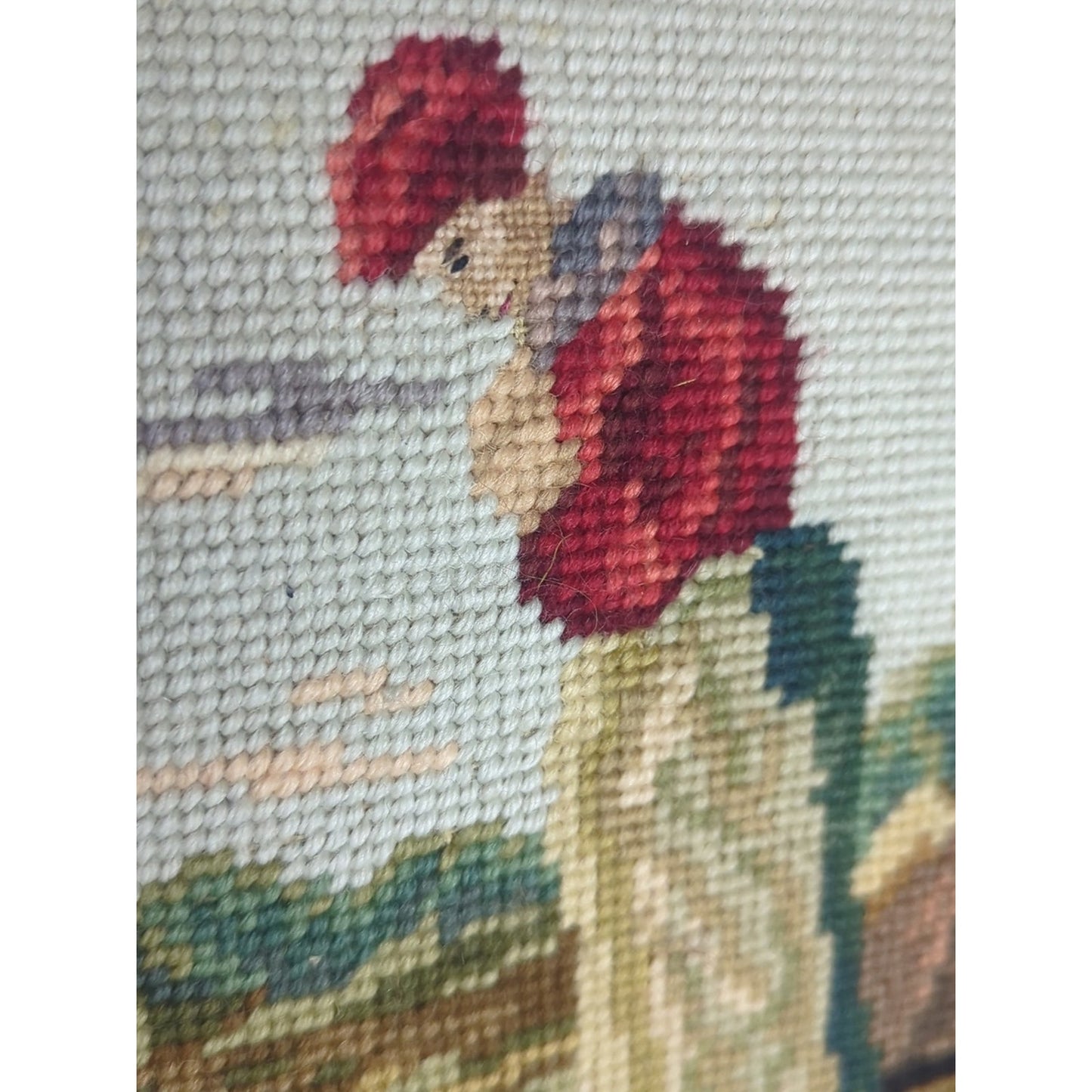1960s Vintage Handmade Needlepoint Prayerful Farm Couple After Artist Millet