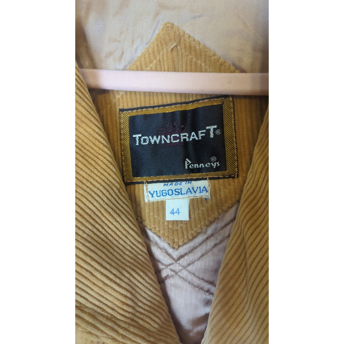 VTG 70s Towncraft Penneys Butterscotch Corduroy Belted That 70's Show Jacket Coat XL Faux Fur