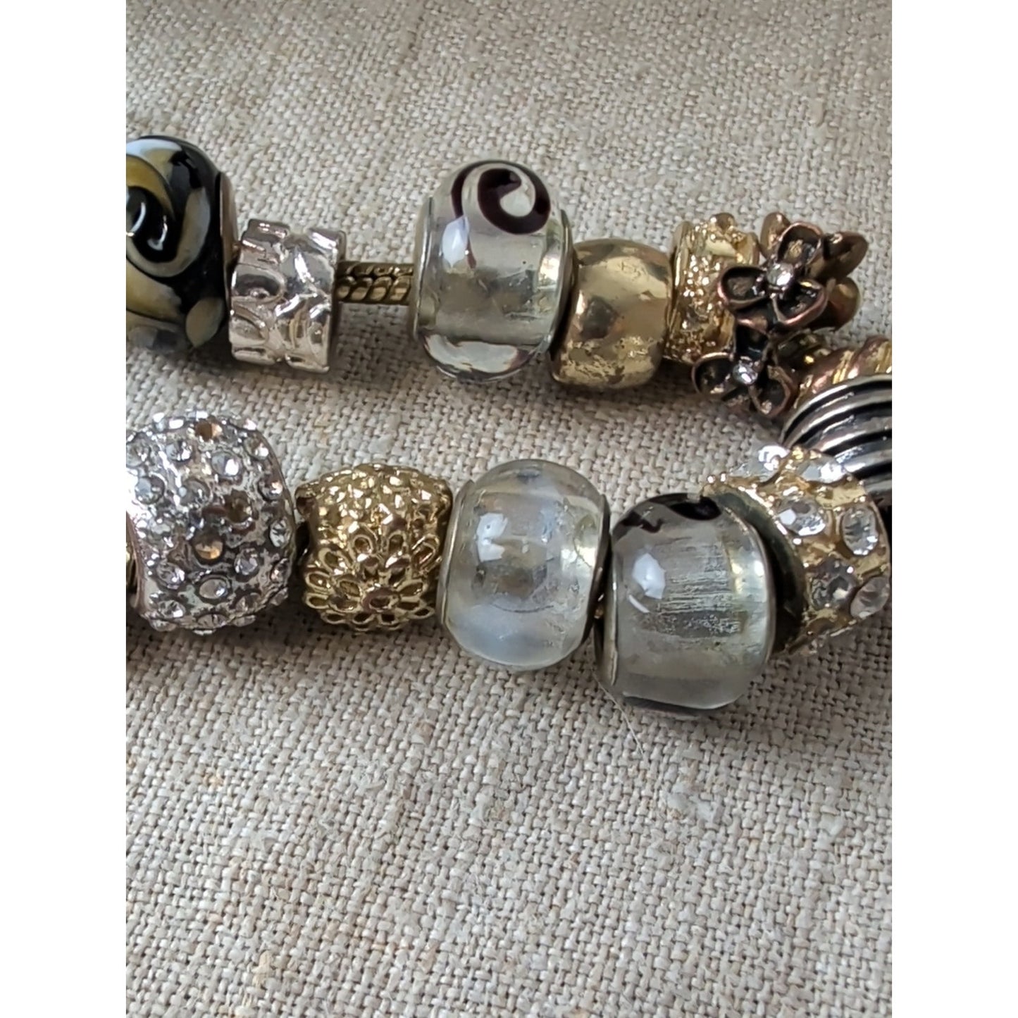 Y2K Colorful Glass Bead Charm Bracelets - Orange, Red, Gold, Clear