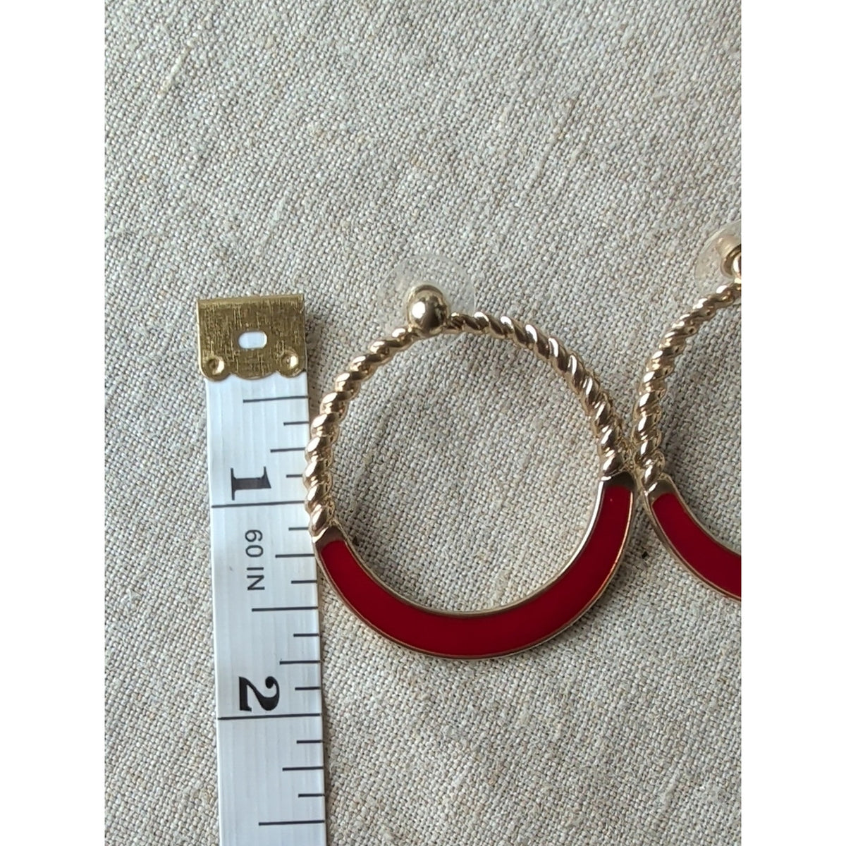 Vintage Gold Tone Nautical Compass Earrings Enamel Love Knot Dangle & Hoop Set