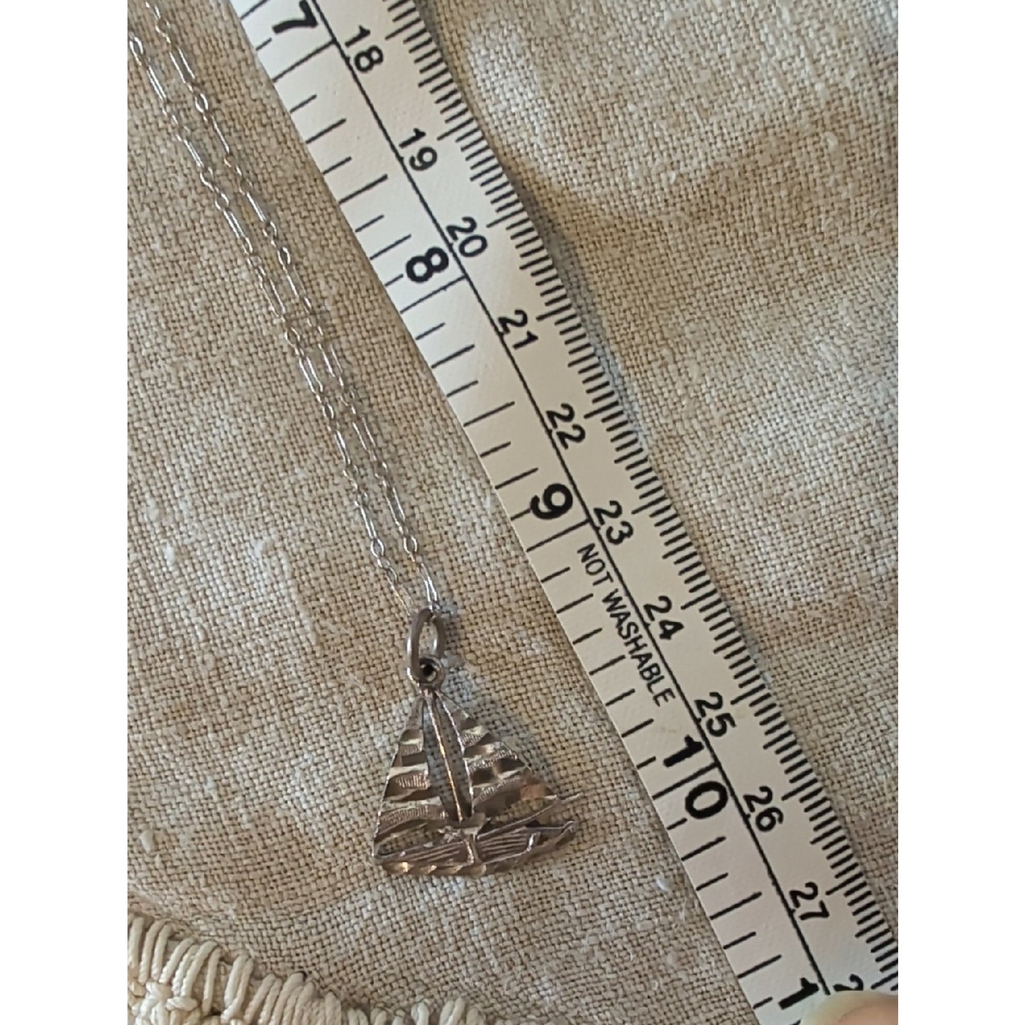 Vintage Sterling Sailboat Pendant  Necklace Coastal Nautical