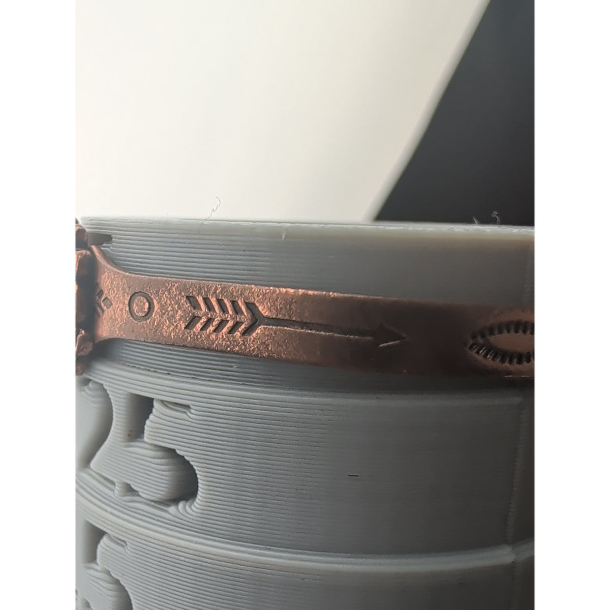Signed Vintage Copper Cuff Bracelet Child Southwestern Arrow Detailing