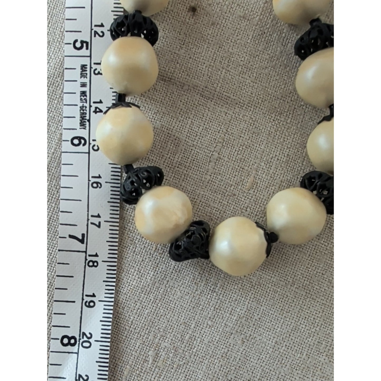 Signed Laguna Faux Pearl Necklace & Clip Earring Set Vintage 1950s Mid-Century