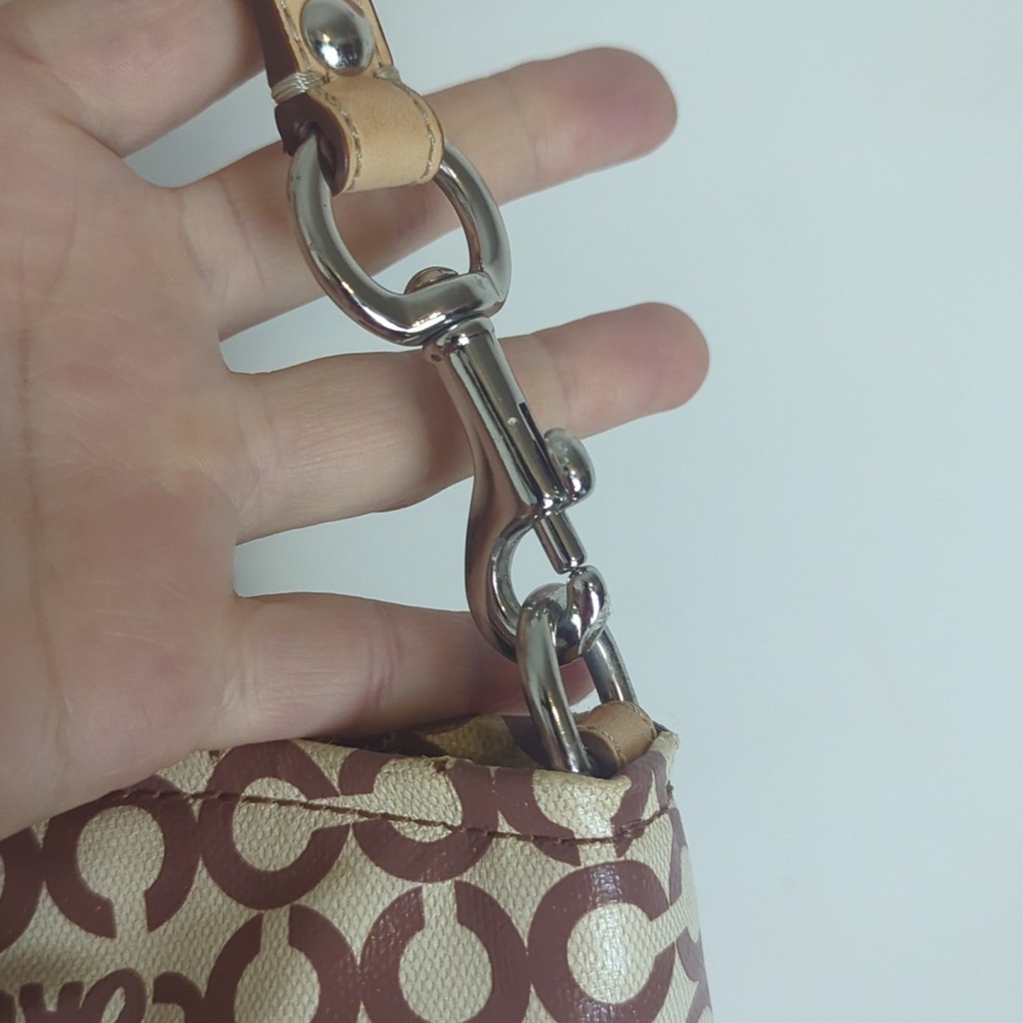 Coach "Leah" Coated Canvas Hobo Large Crossbody Tote Bag Two Bag Charms