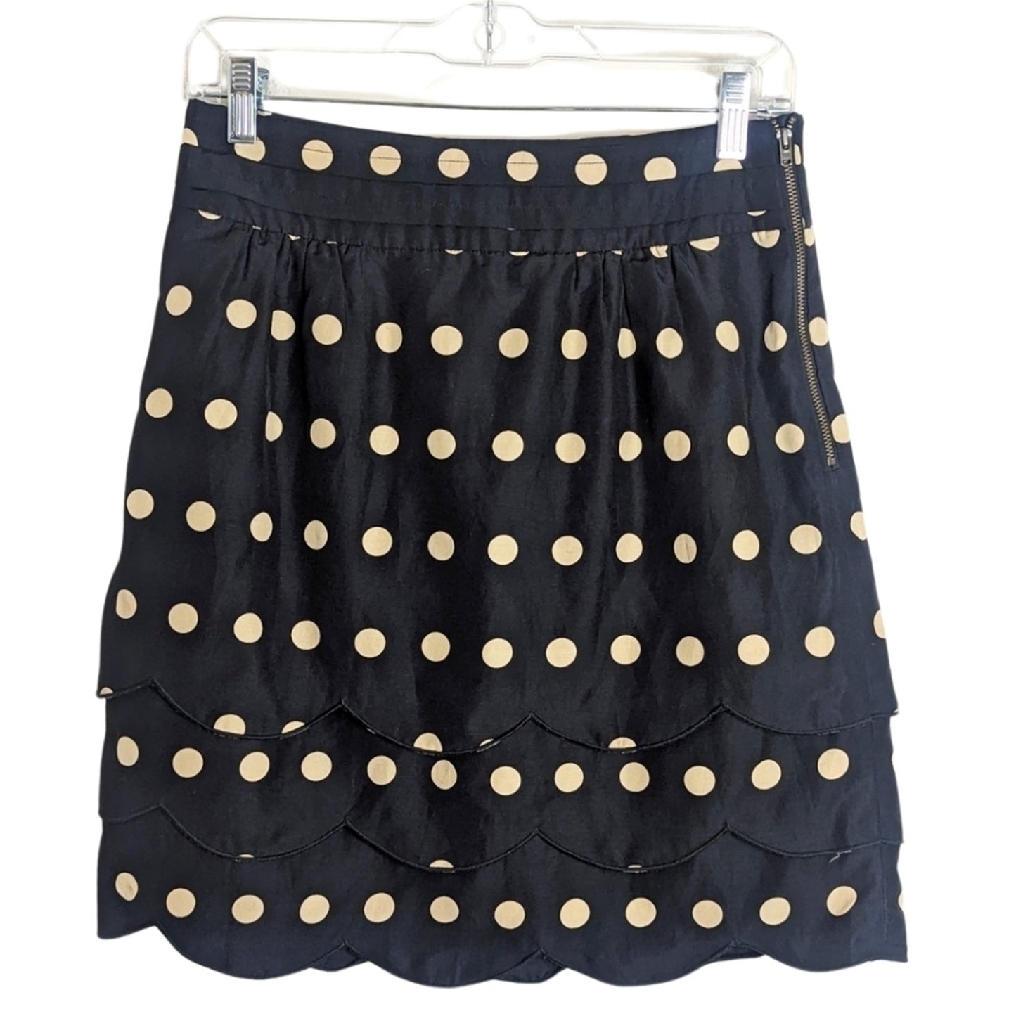 Festival Scalloped Polkadot Mini Skirt Cotton & Silk Women's Size 4