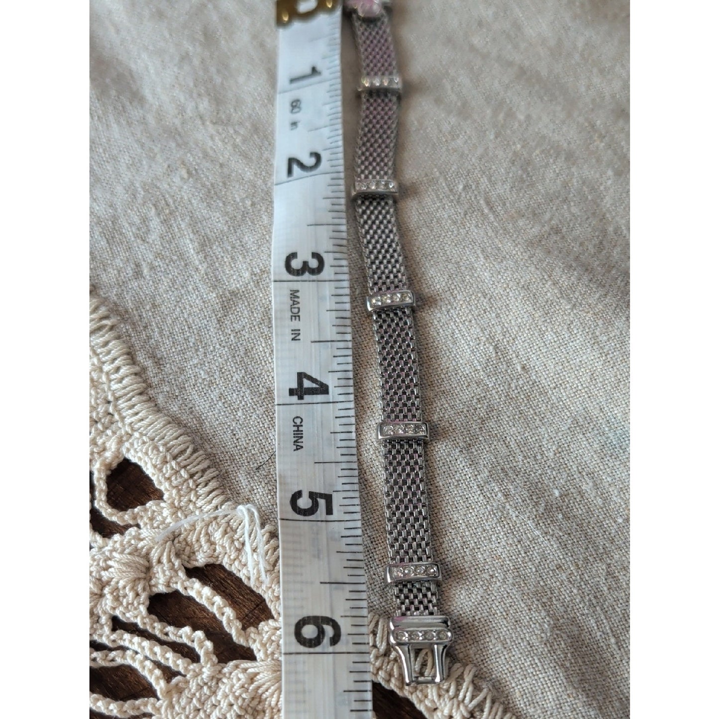 Swarovski Crystal Mesh Bracelet Silver Tone Minimalist Glam