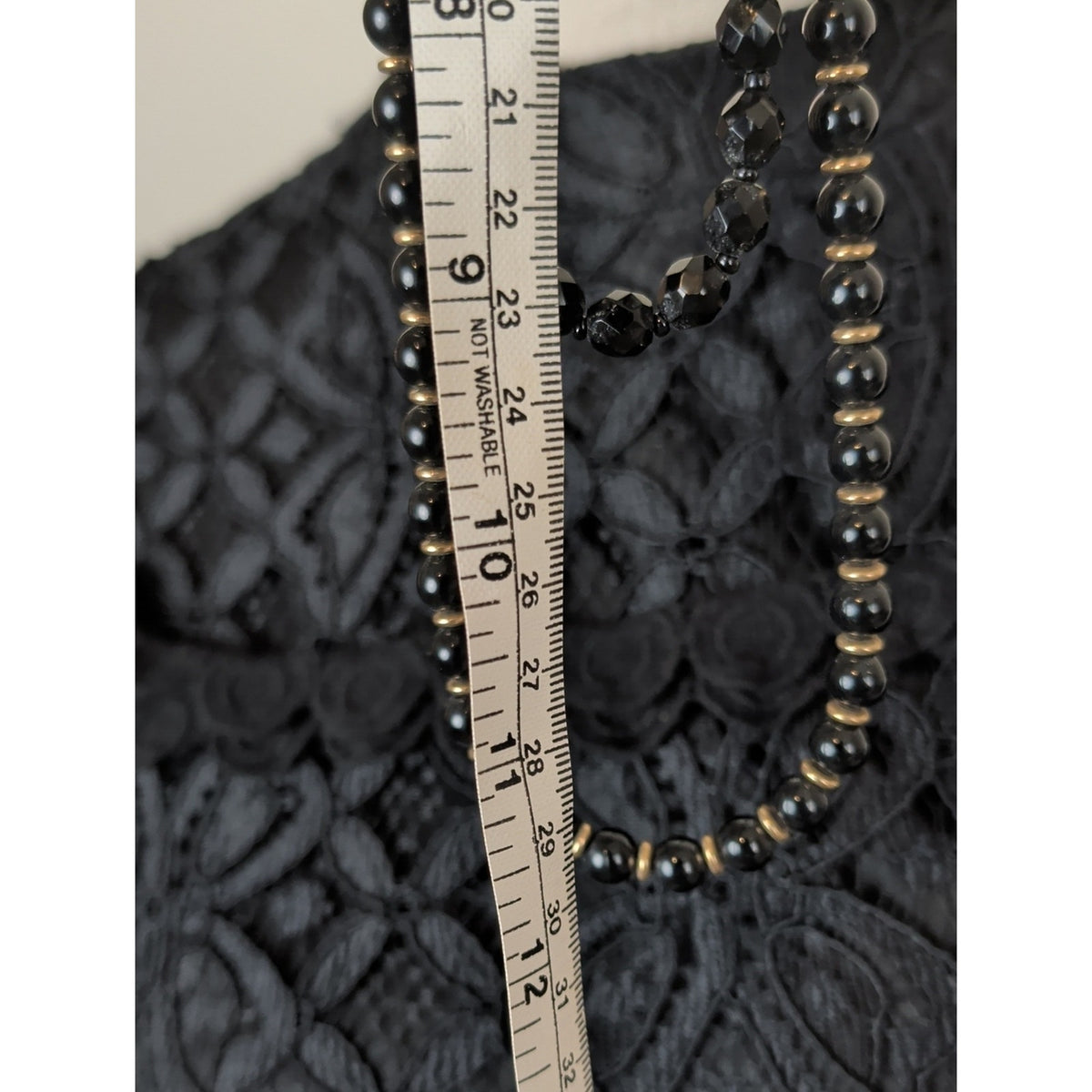Curated Vintage Black Glass Layering Necklace Set 2 Double Strand Romantic Goth
