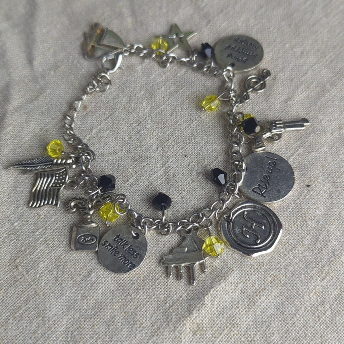 Eclectic Charm Bracelet Music Note Piano Nautical Star Mixed Metal Inspirational