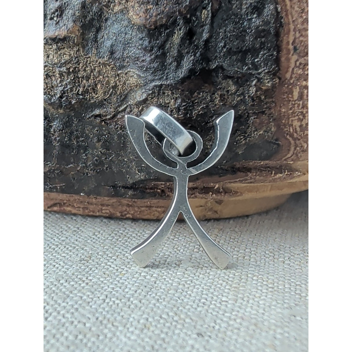 Vintage Sterling Silver Stick Figure Joy of Life Pendant Charm Praise