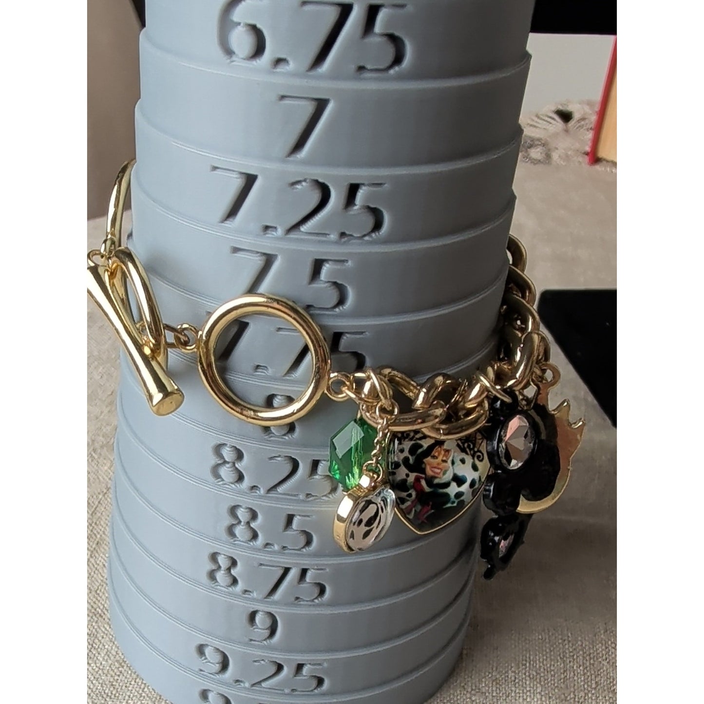 Handcrafted Disney Villains Inspired Charm Bracelet Gold Tone Gothic Fairy Tale