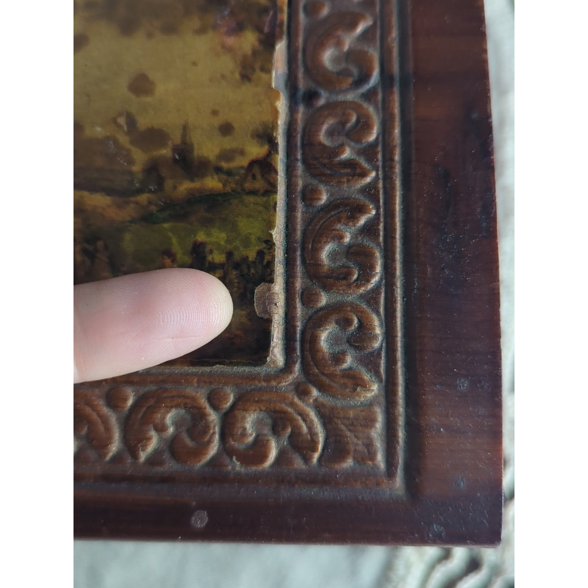 Vintage Carved Wood Keepsake Box | Storybook Cottage Jewelry Chest | Ornate Foot