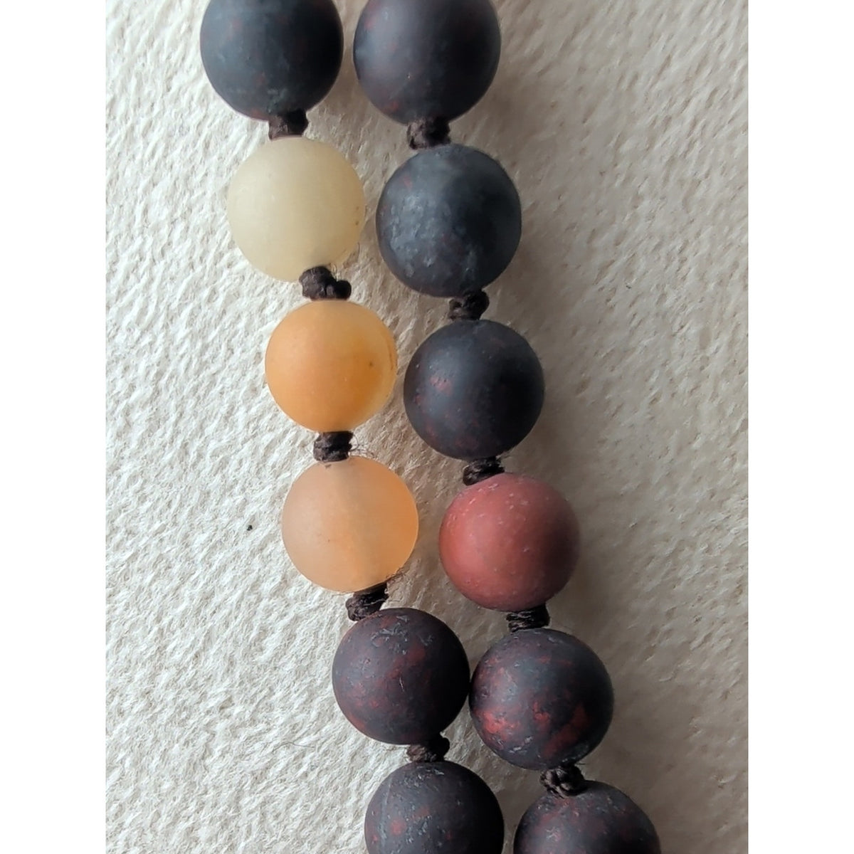 Vintage Artisan Hand-Knotted Mixed Natural Stone Necklace 30" Opera Length