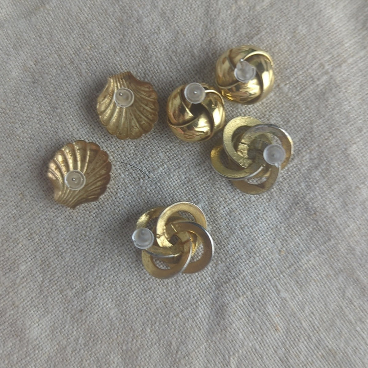 Vintage Gold Tone Earring Set Of 3 1980s Curated Costume Jewelry Collection