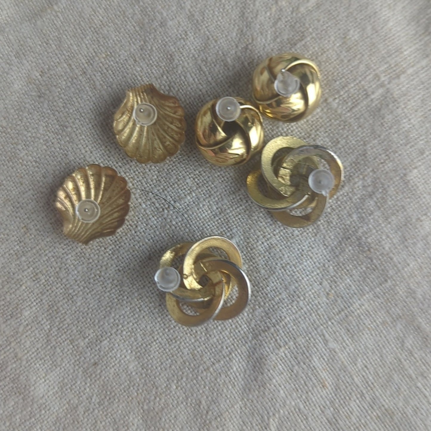 Vintage Gold Tone Earring Set Of 3 1980s Curated Costume Jewelry Collection