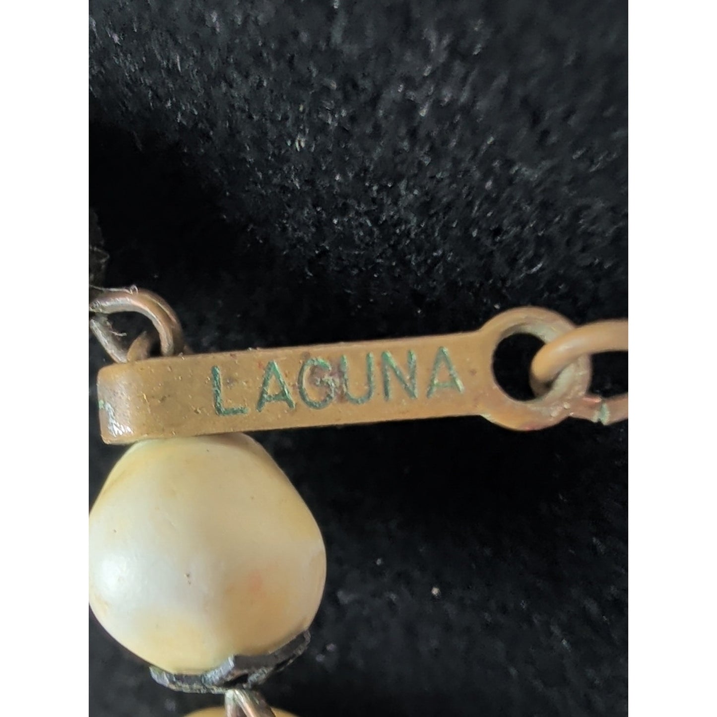 Signed Laguna Faux Pearl Necklace & Clip Earring Set Vintage 1950s Mid-Century