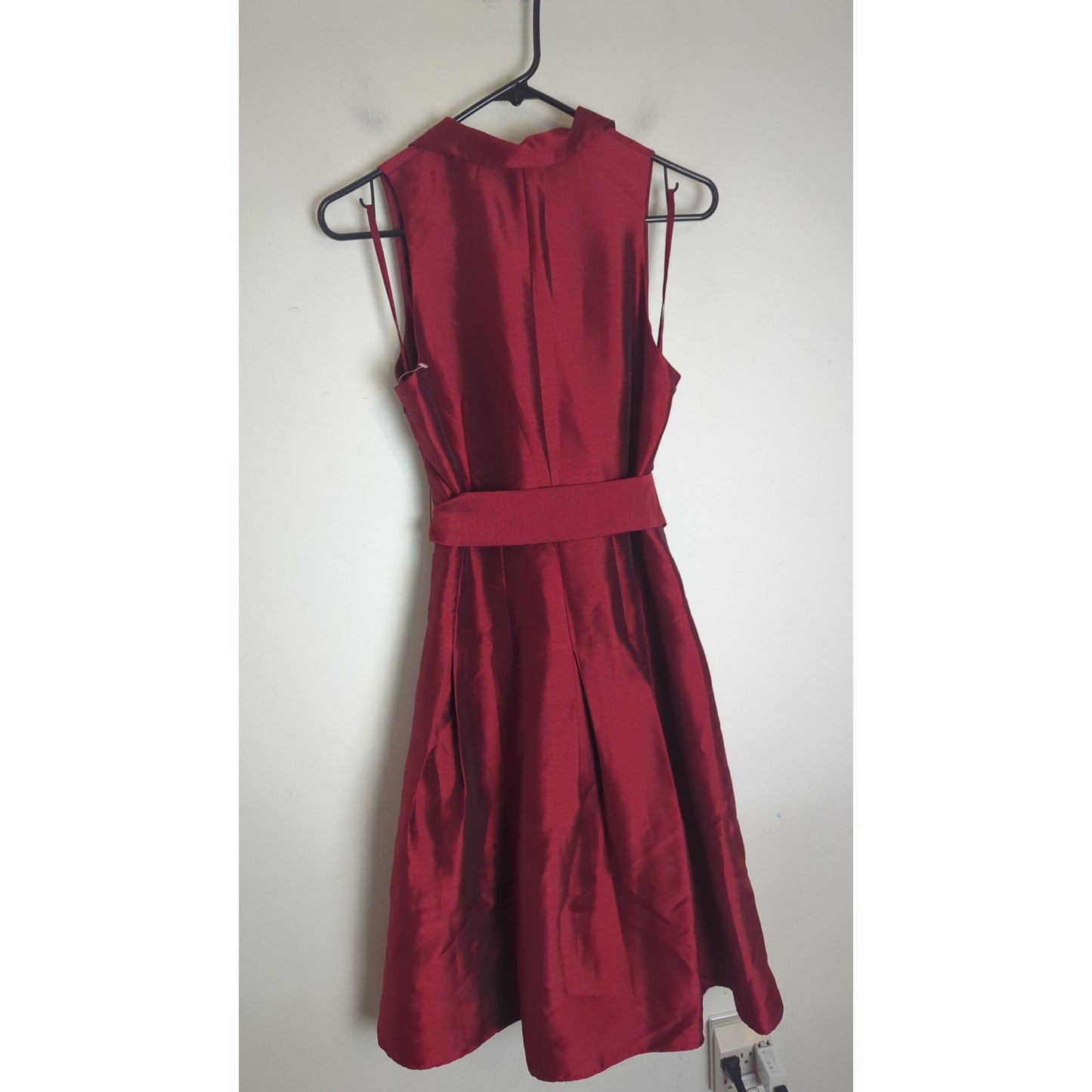 Evan Picone Red Holiday Fit & Flare Dress Belt Faux Wrap Women's 6