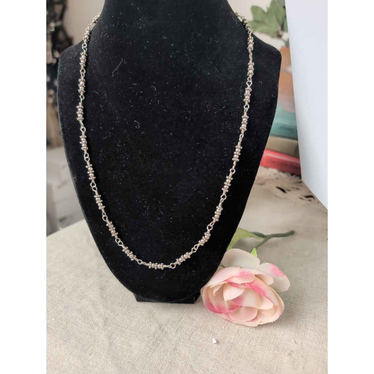 Artisan Ornate 925 Silver Chain Shepherd's Hook Minimalist Necklace