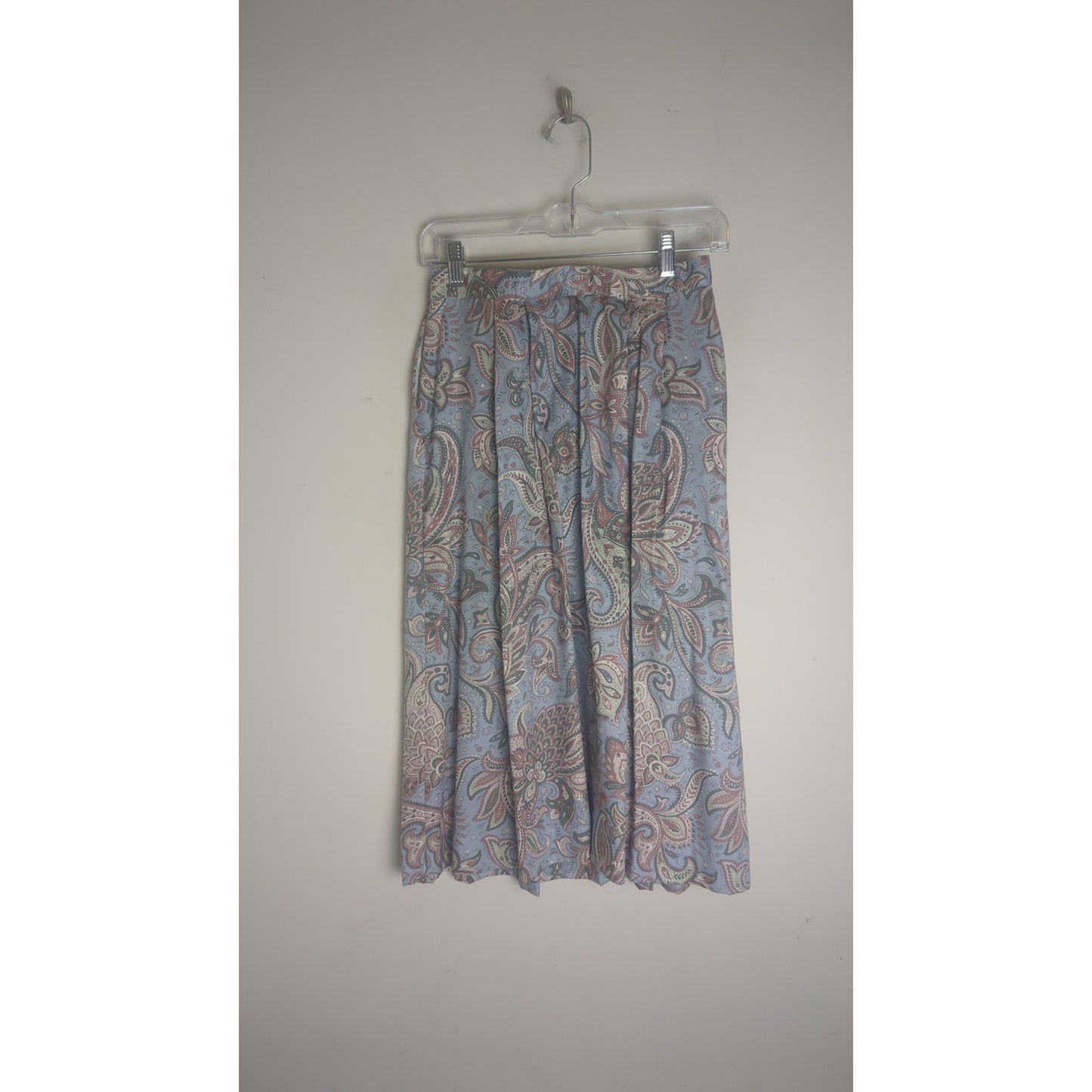 Boho Romantic Vintage Paisley Pleated Midi Skirt Women's Size 8