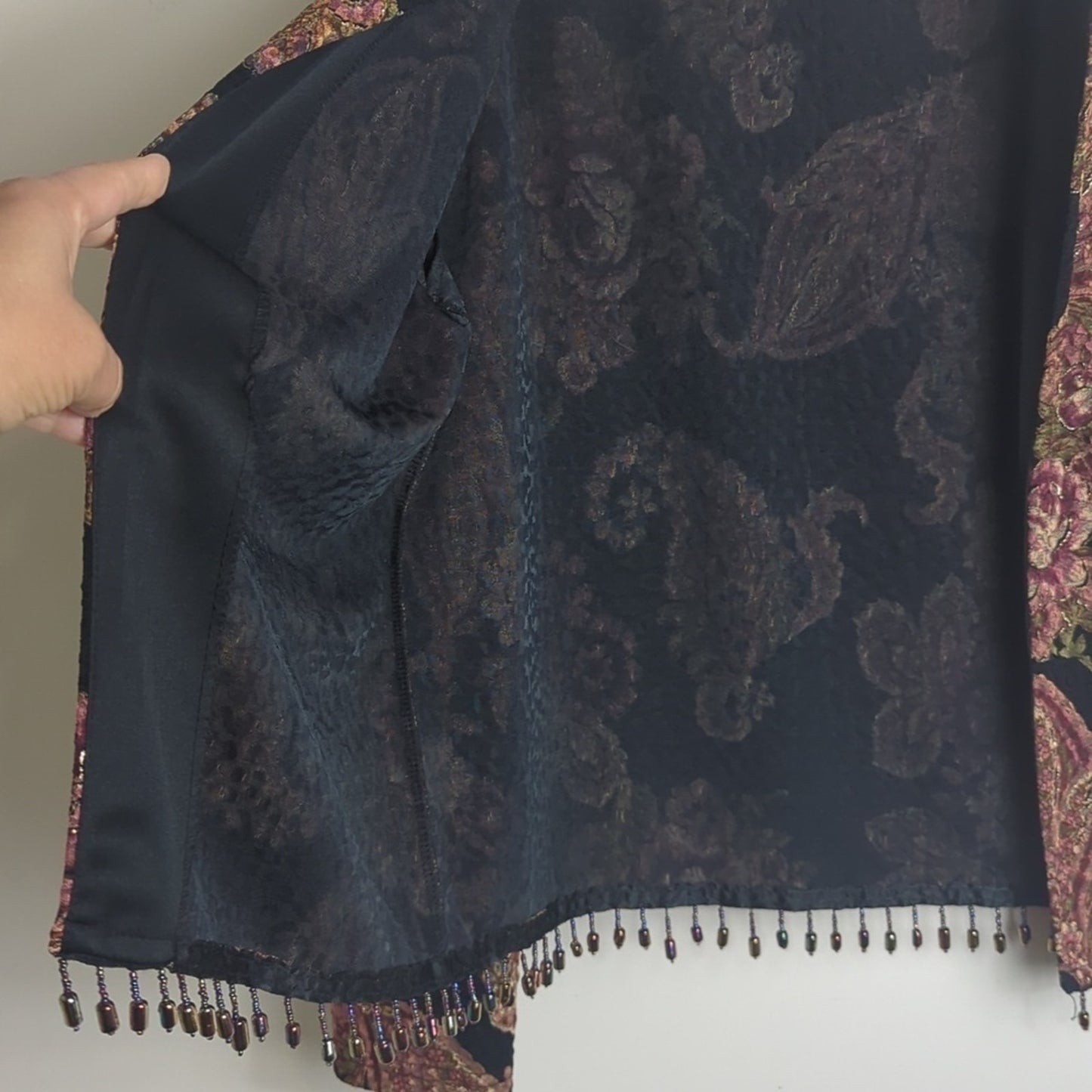 Whimsigoth Y2K Cardigan Floral Paisley Animal Print Background Jewel M