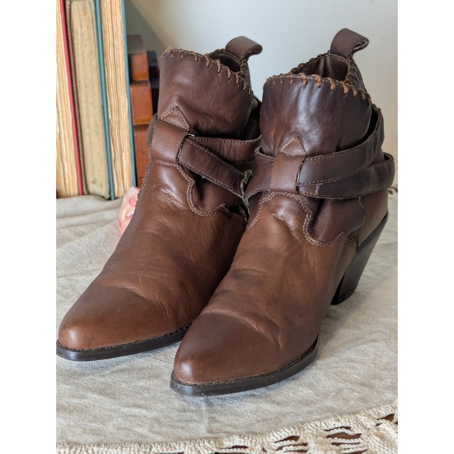 Woodland Fairy Festival Boots Y2K Leather Ankle Boots Size 6