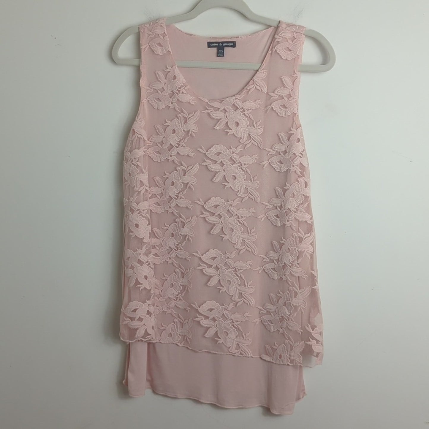 Soft Pink Viscose Pullover Top with Embroidered Panel Women's Size Medium