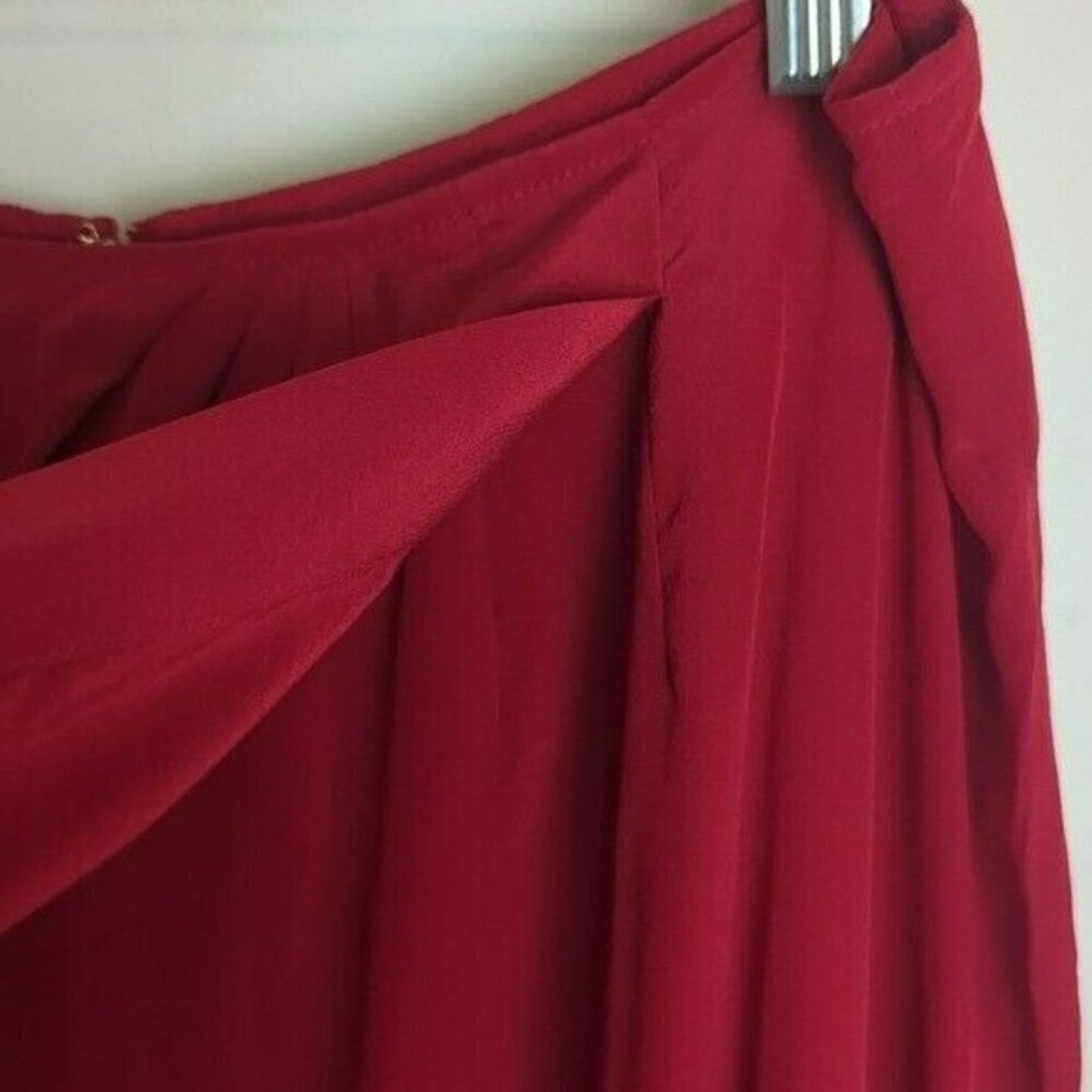 Silk Vintage 90's Faux Wrap Midi/Maxi Skirt Red Women's Size 12*